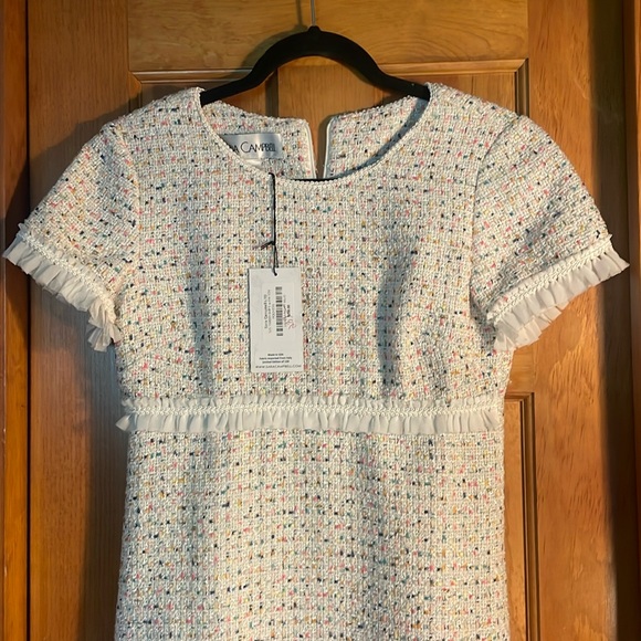 NEVER WORN still with tags Sara Campbell S/S Tweed shift w/Patch pockets ivory - Picture 3 of 9